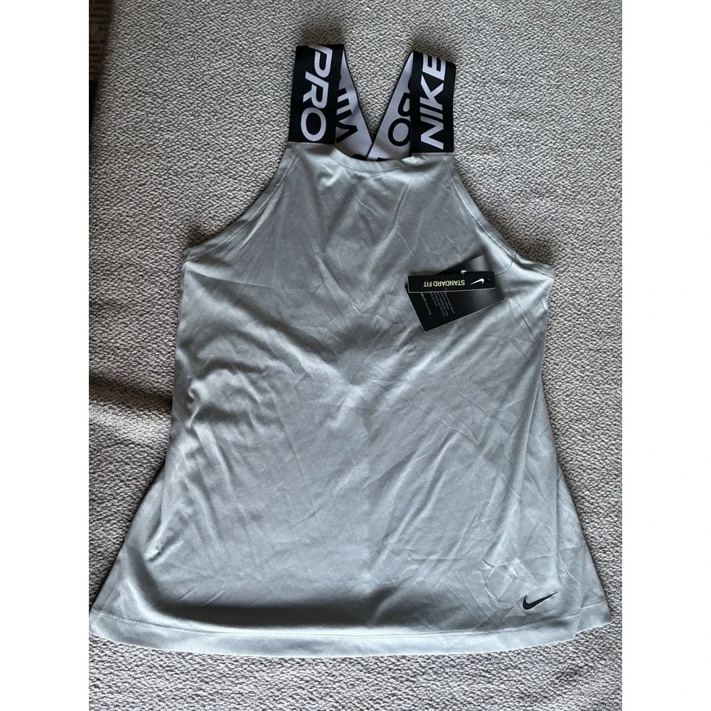 Nike Pro Dri-FIT Gray Crossback Tank Top Women's Size S NWT Athletic Workout